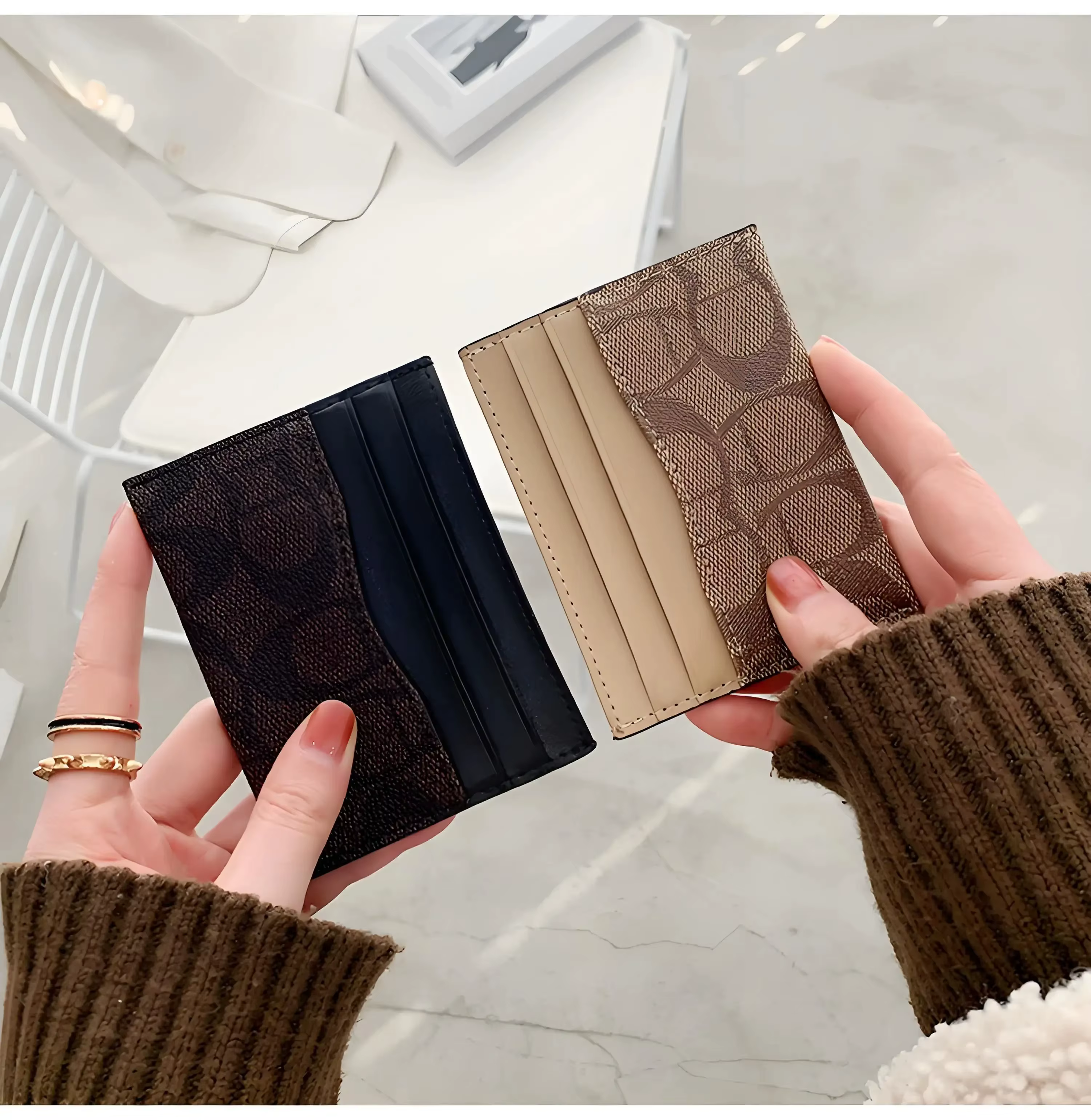 Porte-cartes en cuir PU de luxe
