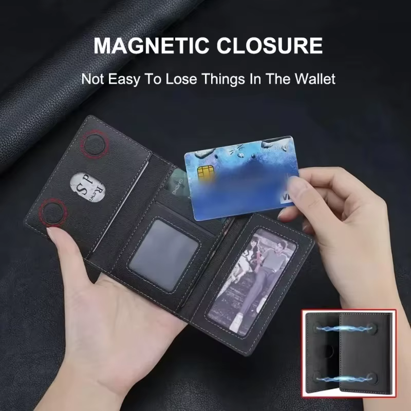 Porte-cartes en cuir PU Magsafe pour hommes et femmes - Portefeuille magnétique élégant pour téléphone 16/15/14/13/12 Pro Max Mini 