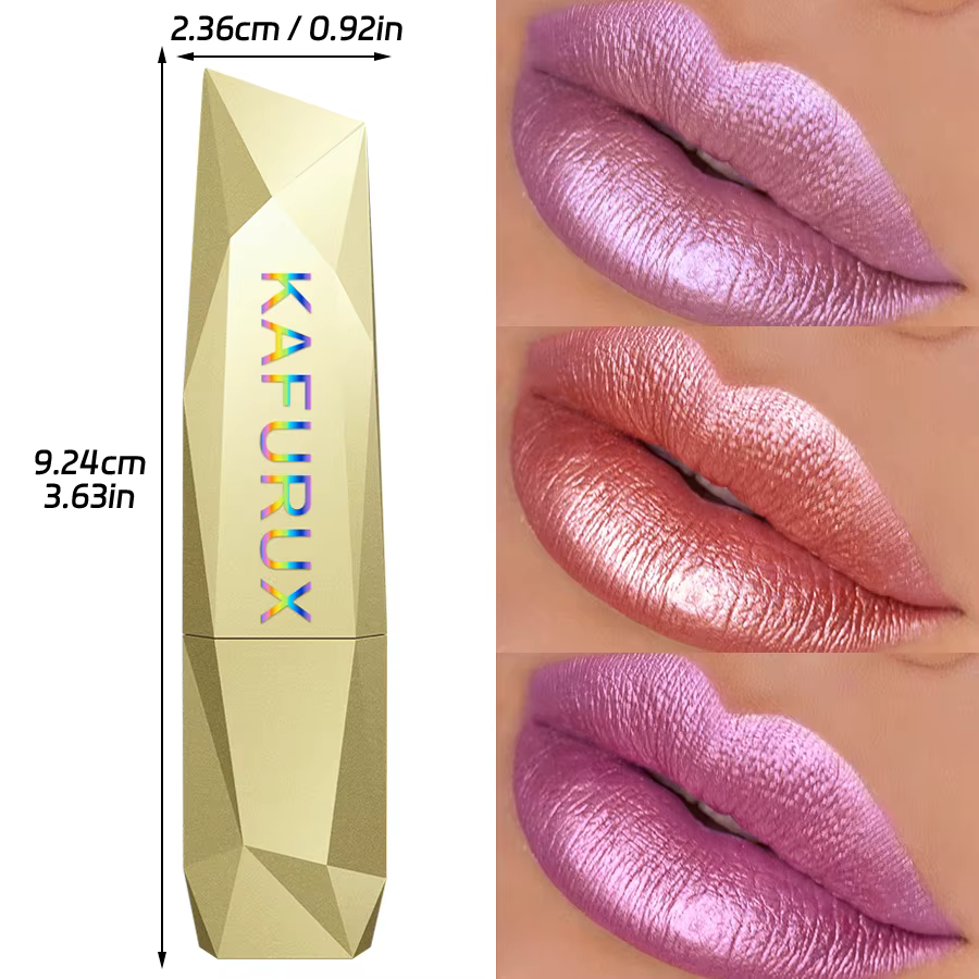 Rouge à lèvres à paillettes en 19 couleurs, hydratant, rouge, rose, brillant, teinte pour les lèvres hautement pigmentée, finition métallique, maquillage pour les lèvres