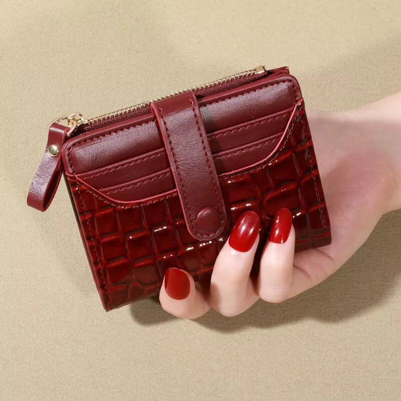 Mini portefeuille pochette imprimé crocodile