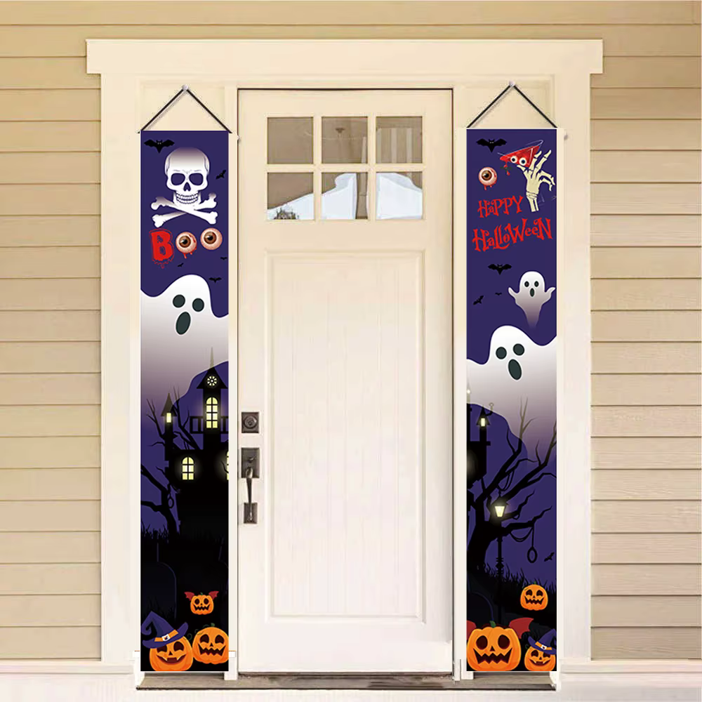 Bannière de Porte d'Halloween, Fantôme, Citrouille, Crâne, Décoration pour la Maison, Ornement d'Horreur, Fournitures de ix