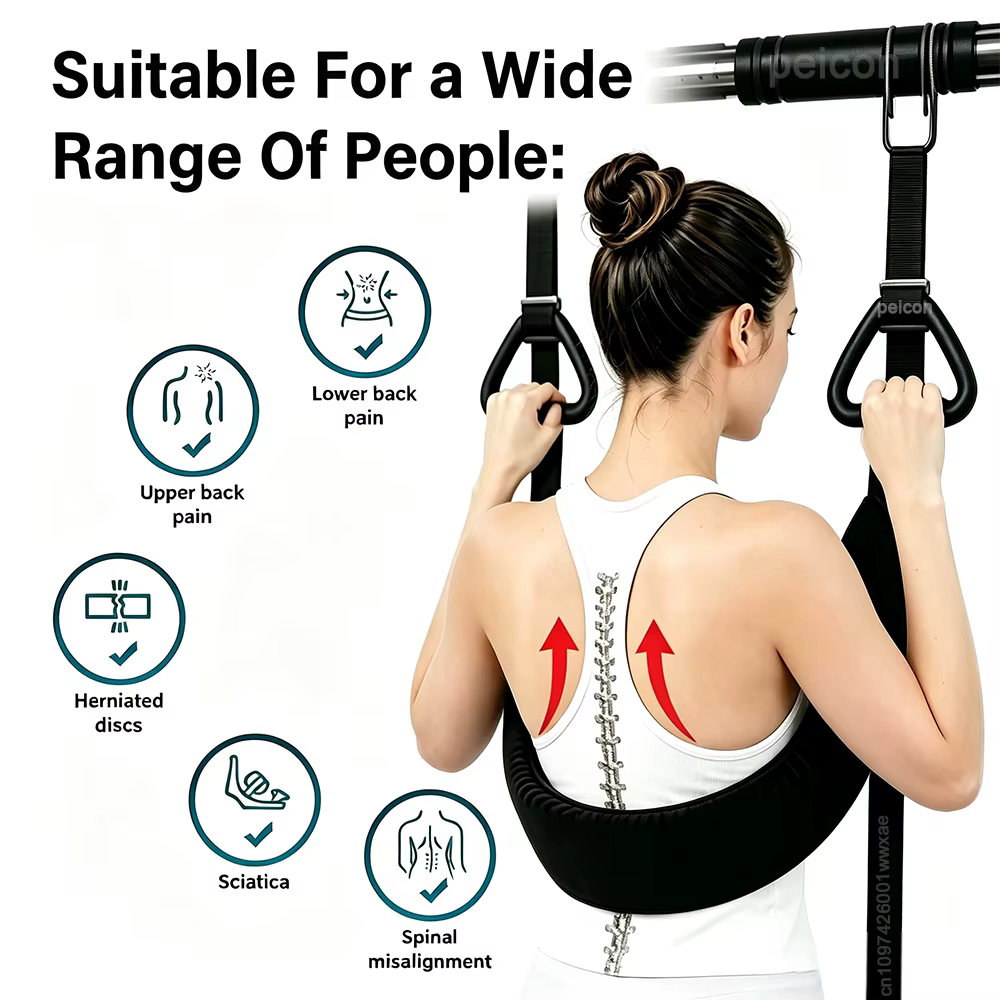 Ceinture de traction lombaire portable, ceinture de traction cervicale suspendue, dispositif ergonomique d'étirement du dos et de la colonne vertébrale pour les douleurs lombaires
