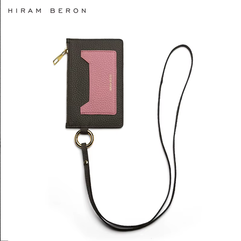 Porte-carte d'identité en cuir avec lanière pour badge