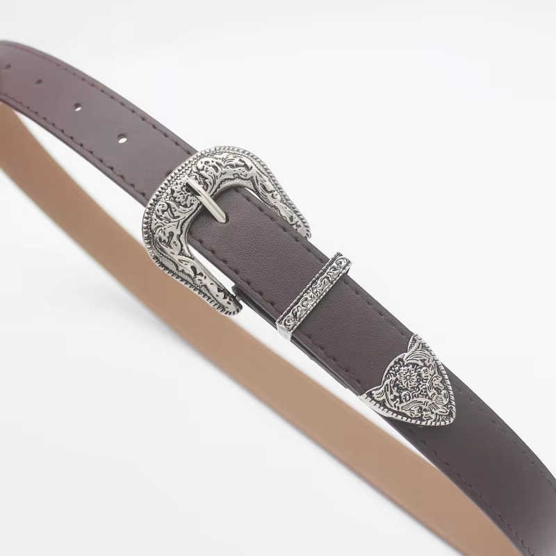 Ceinture occidentale Vintage réglable pour femmes, Style Cowgirl, ceinture à boucle gravée pour pantalons en jean, robes