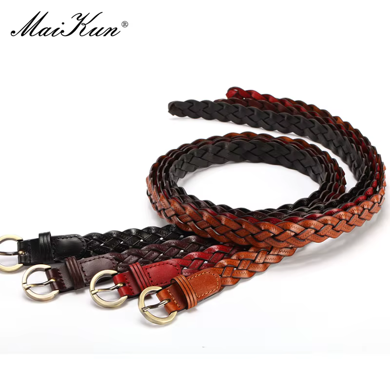 Maikun-Ceinture Fine Tissée en Alliage pour Femme, Tendance