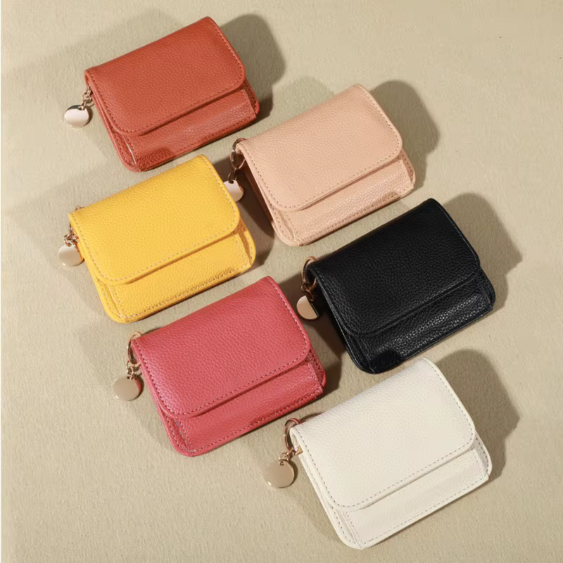 Portefeuille court pliable pour femmes, portefeuille en cuir Pu de qualité, porte-monnaie court Simple, porte-cartes de couleur unie, mignon, pour femmes