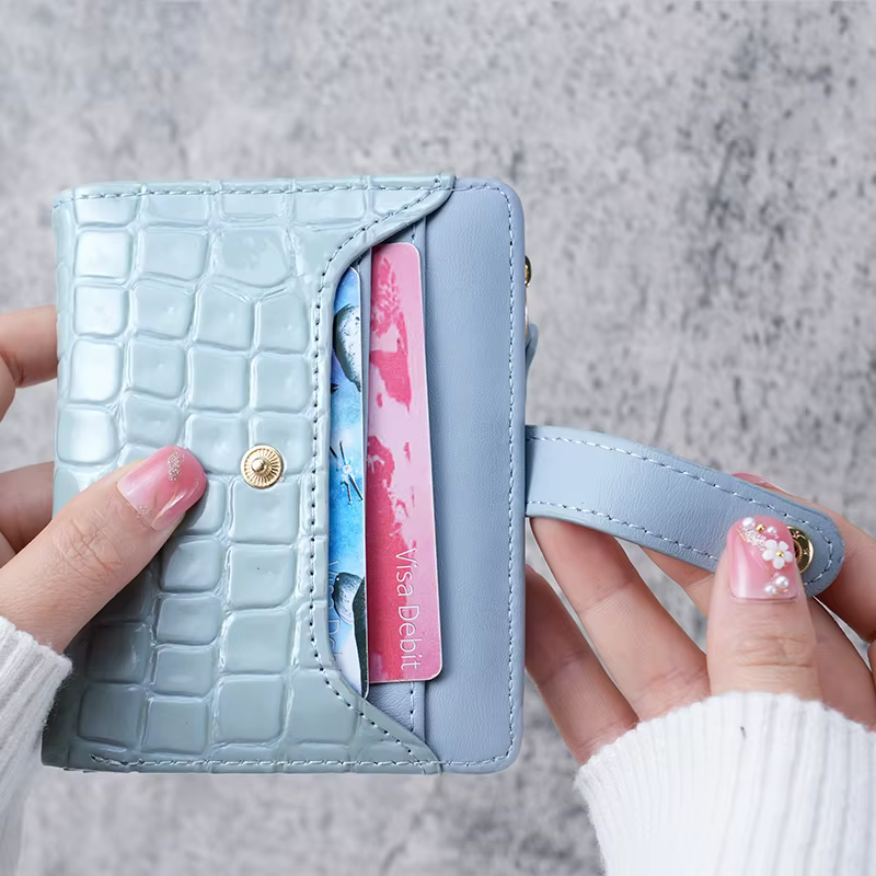 Mini portefeuille pochette imprimé crocodile