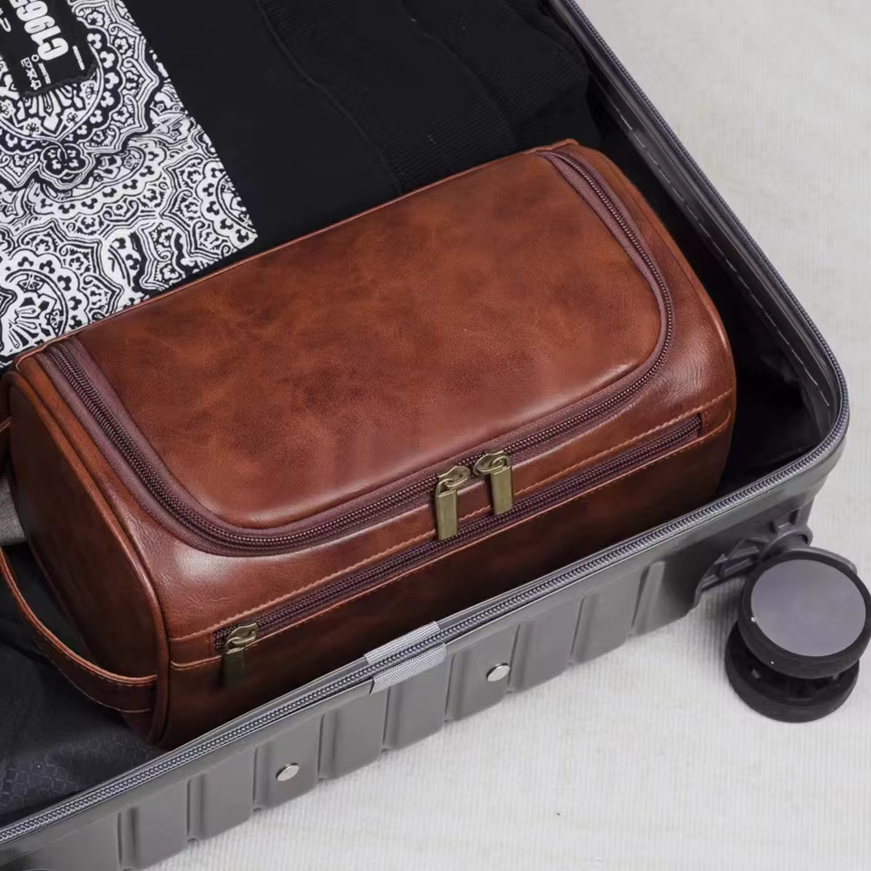 Trousse de toilette en cuir pour hommes et femmes