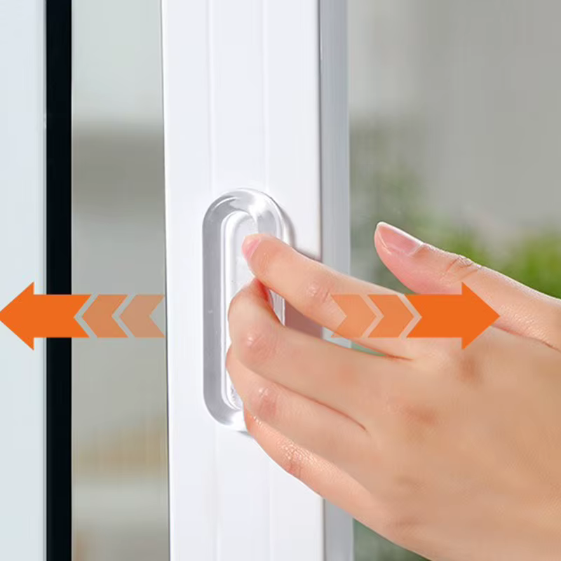 Poignée de porte invisible autocollante transparente en PU souple pour portes coulissantes, armoires de cuisine, portes en verre et tiroirs