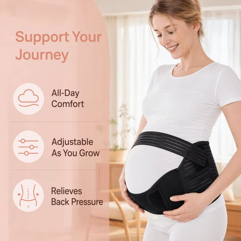 Ceinture de Soutien Ventral de Maternité Ajustable et Respirante, Bande Élastique Pré-natale pour le Soutien Abdominal de Grossesse