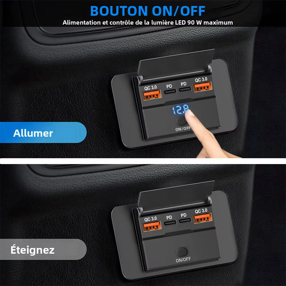 2-4 Ports 12V RV prise USB 108W double USB C 36W et double QC 3.0 18W Port chargeur de voiture prise accessoires pour voiture Bus RV camion