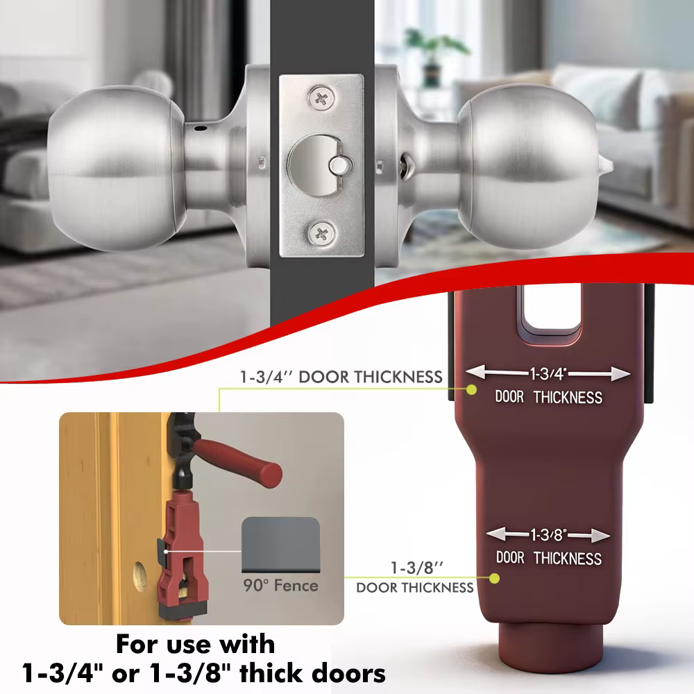 Kit d'installation de loquet de porte sérigraphié pour portes en bois de 1-3/8' ou 1-3/4' d'épaisseur – Outil de mortaise pour loquet de porte