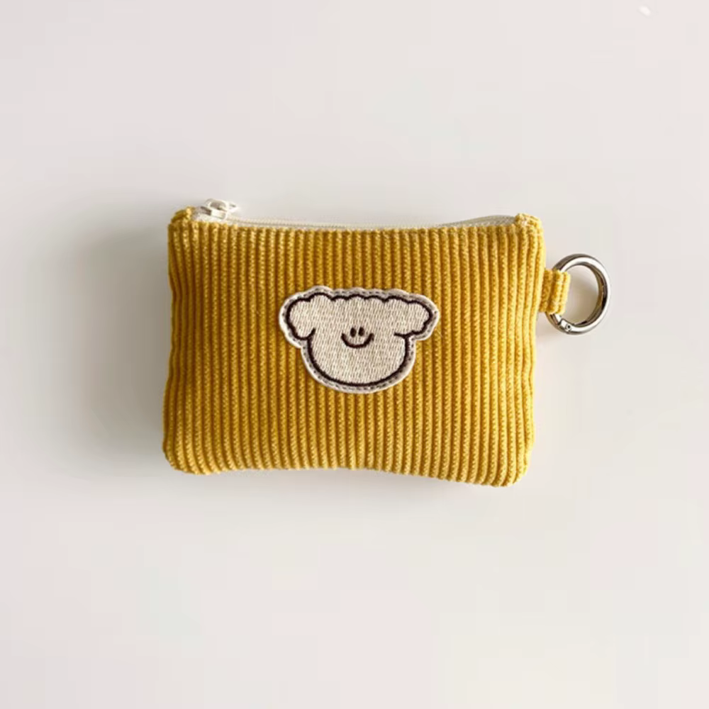 Porte-monnaie en velours côtelé doux, mignon, résistant à l'usure, Mini portefeuille zéro en velours côtelé, sac gaufré à fermeture éclair