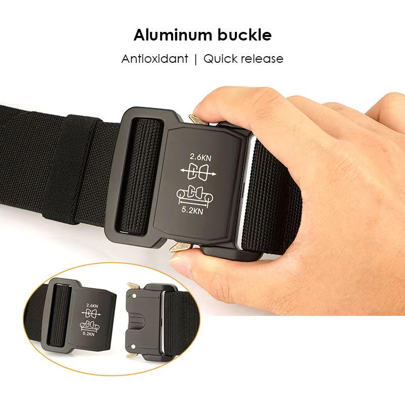 KOLBER 5cm Ceinture élastique hommes alliage d’aluminium boucle à dégagement rapide tactique en plein air