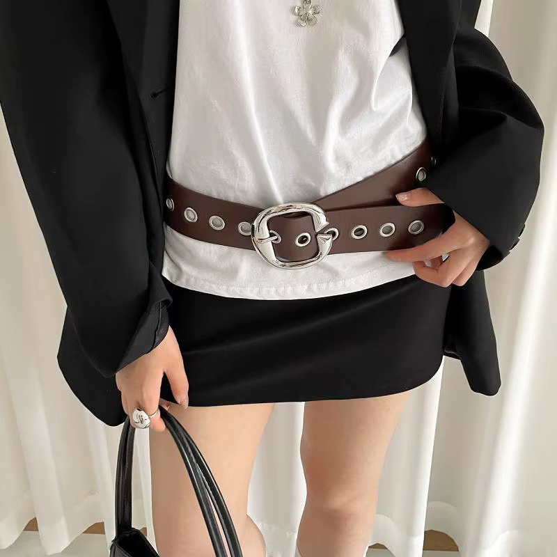 Ceinture large en cuir PU pour femme