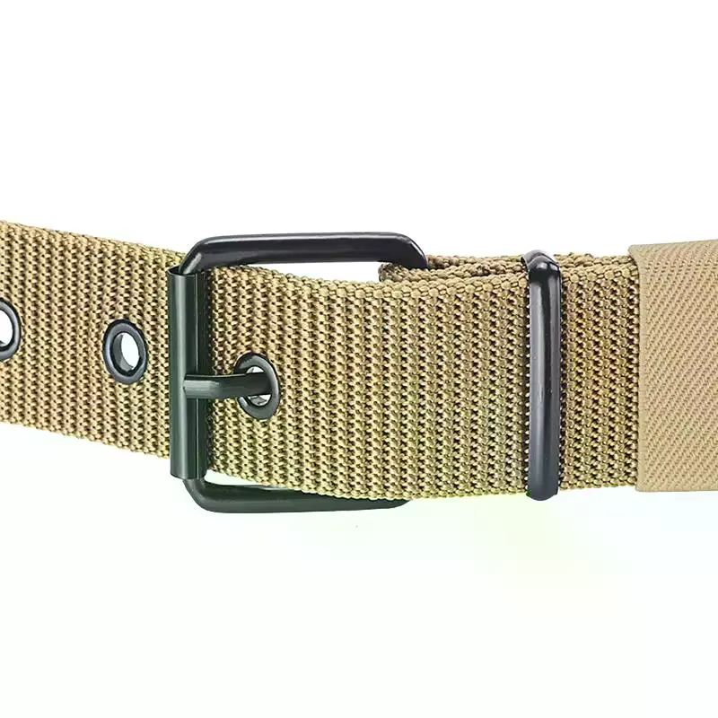 Ceinture en cuir à boucle ardillon en toile poreuse pour hommes