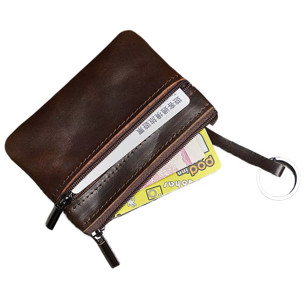 Mini porte-monnaie en cuir unisexe