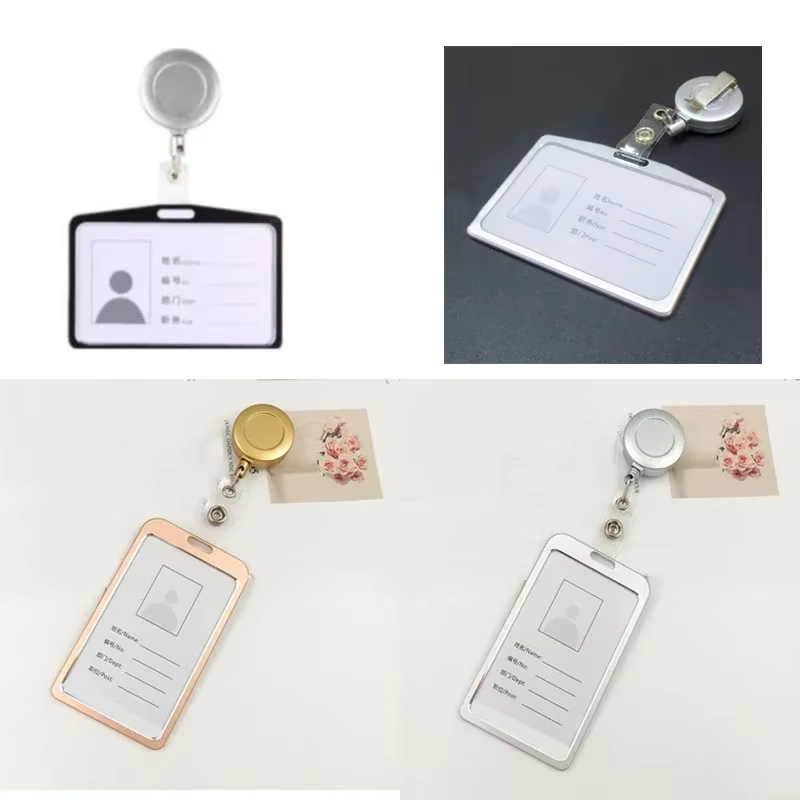 Porte-carte de crédit portefeuille en alliage d'aluminium nom de employé couverture de carte d'identité en métal travail identité Badge ID étui d'affaires