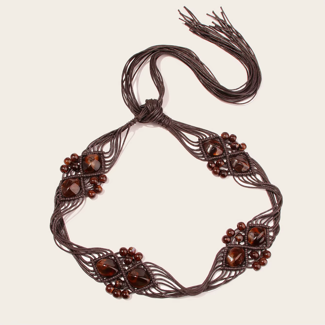 Ceinture à nœud tissé en perles de résine bohème