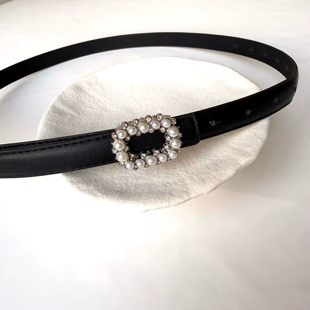 Ceinture fine pour femme décorée de strass et de perles