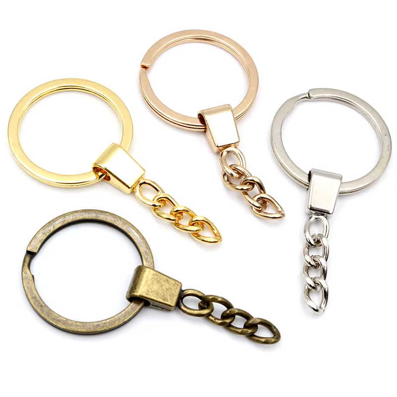 10pcs trousseau accessoires 30mm anneau avec 50mm longue chaîne porte-clés