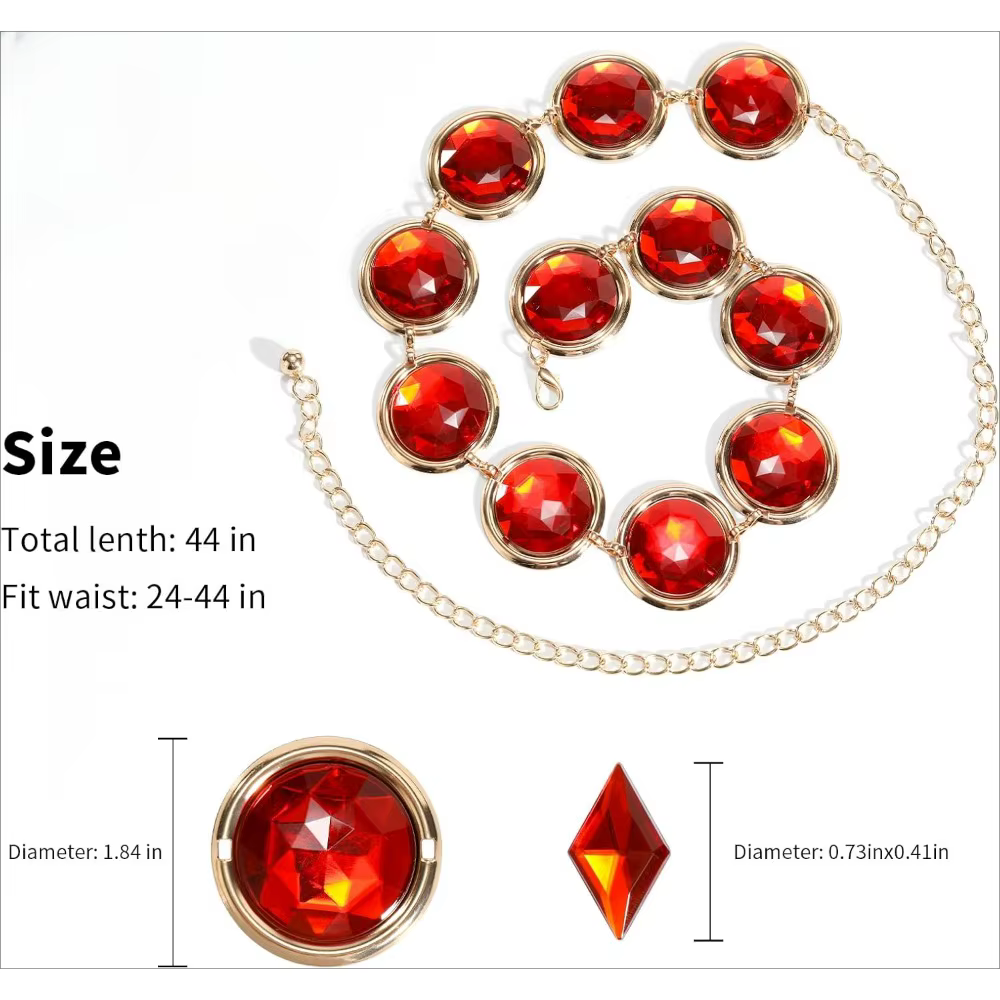 Jowestern-Ceinture de taille réglable en pierre de gemme rouge