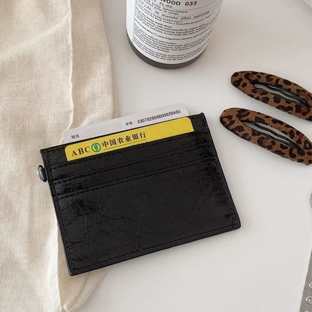 Portefeuille élégant en cuir craquelé ultra fin
