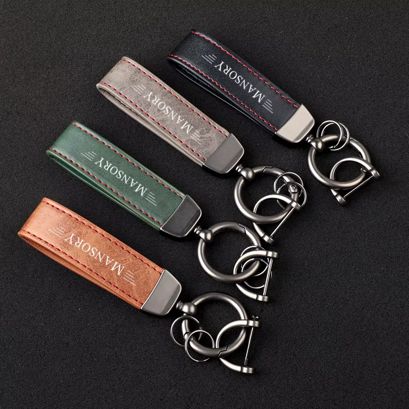 Porte-clés en cuir de luxe avec logo