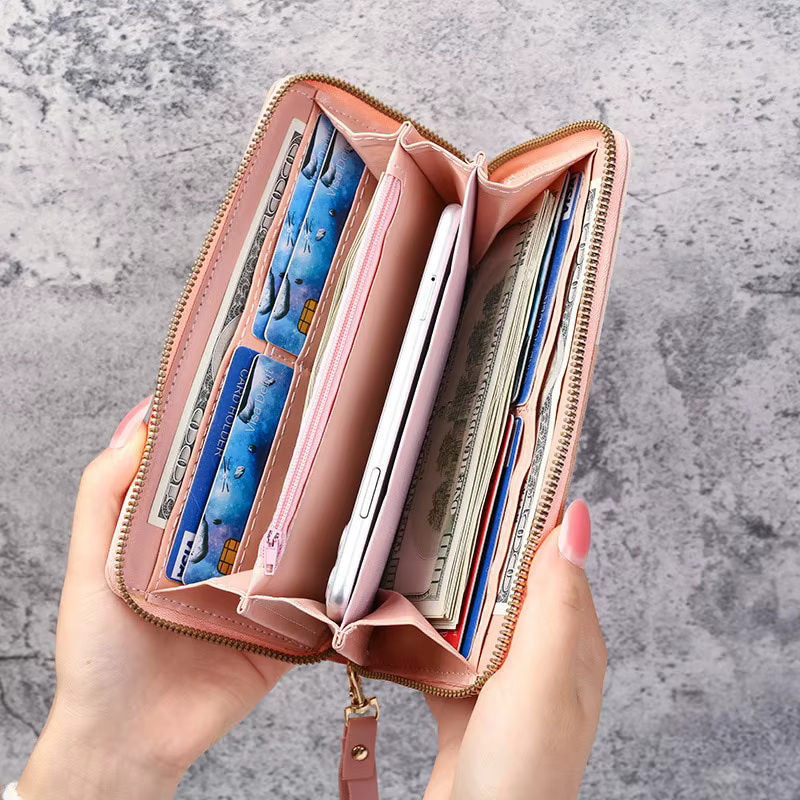 Mode Zipper Portefeuilles Femmes Long Sacs À Main Porte Monnaie Cartes Titulaire PU En Cuir Billfold Portefeuille