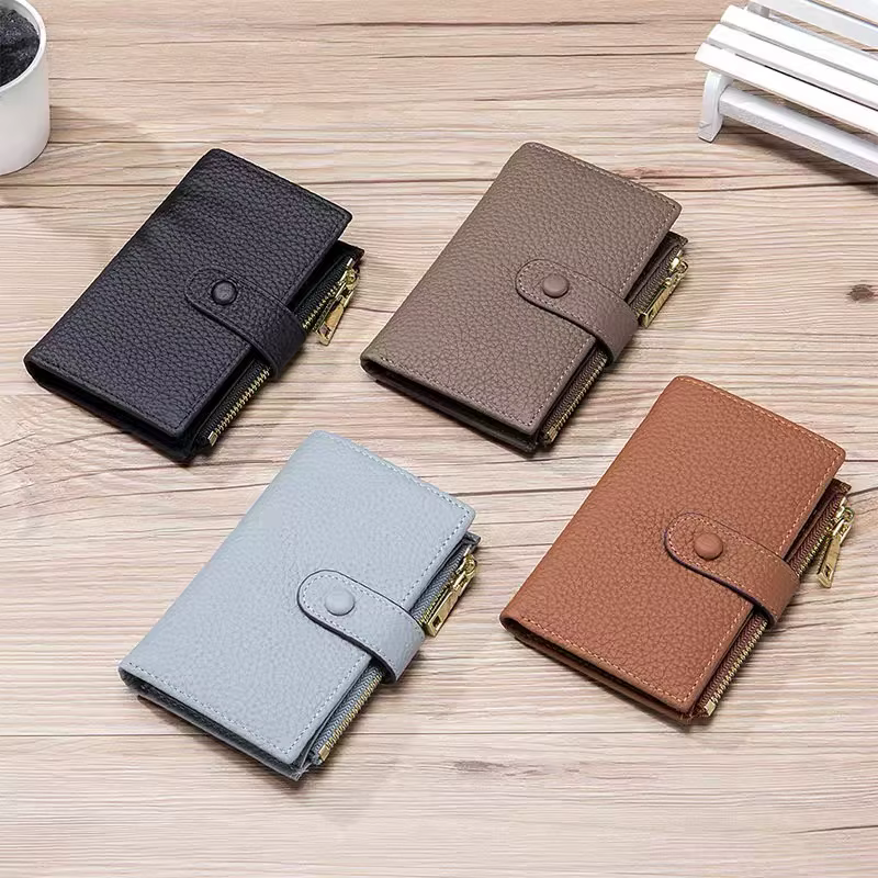 Porte-cartes avec lettres personnalisées en cuir véritable pour hommes et femmes