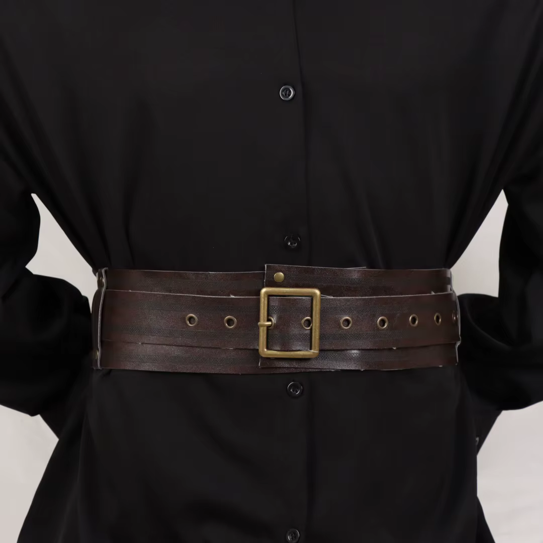 Ceinture large pour femme en cuir PU gothique