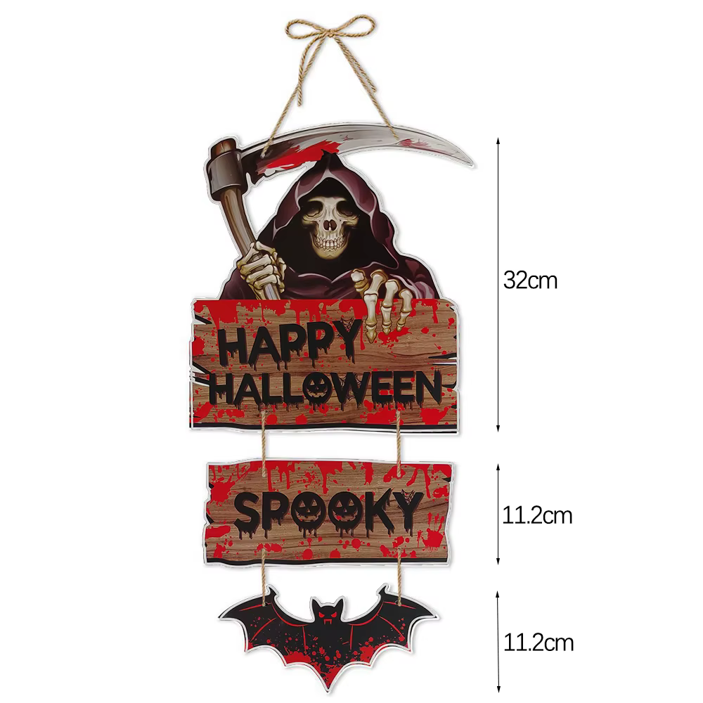 Décoration de porte suspendue pour Halloween : Citrouille en papier, squelette, chat, pendentif, panneau « Trick or Treat », ornement, décoration d'Halloween 2026