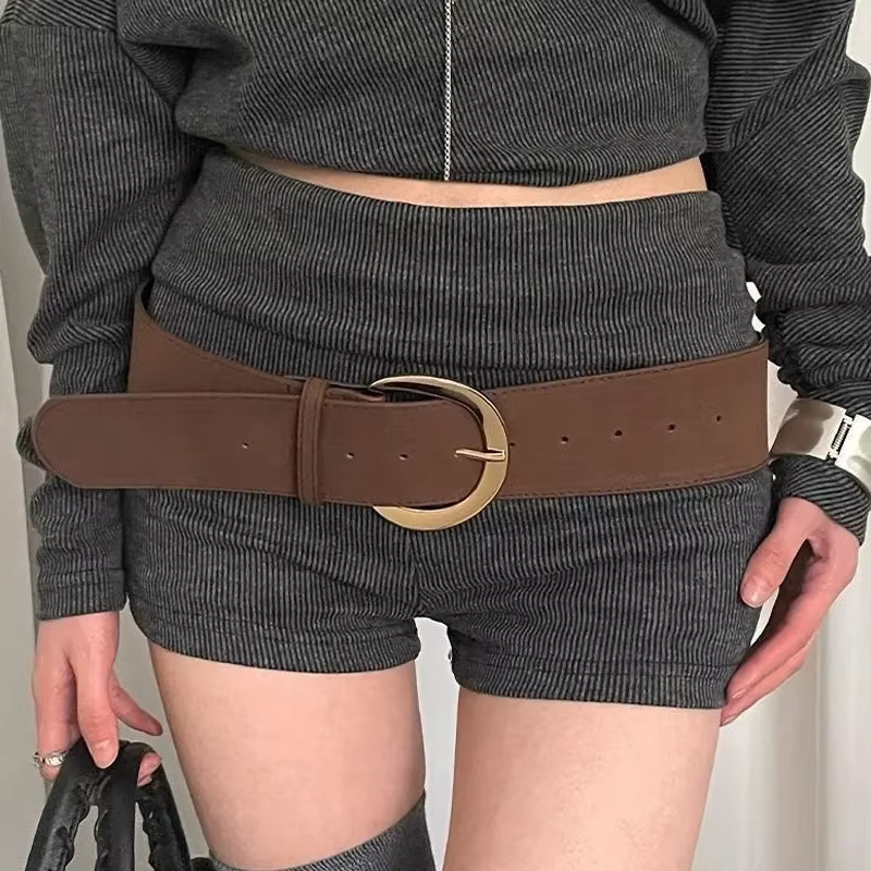 Large ceinture en cuir suédé femmes Chamois