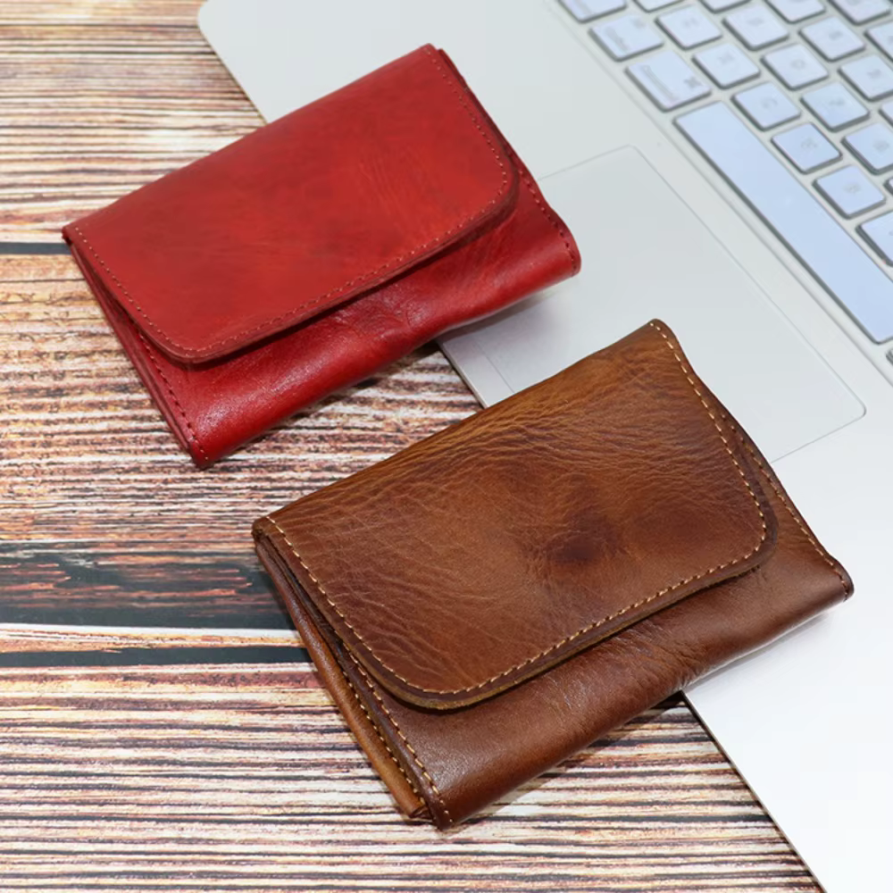 Portefeuille en cuir de vache véritable pour hommes et femmes