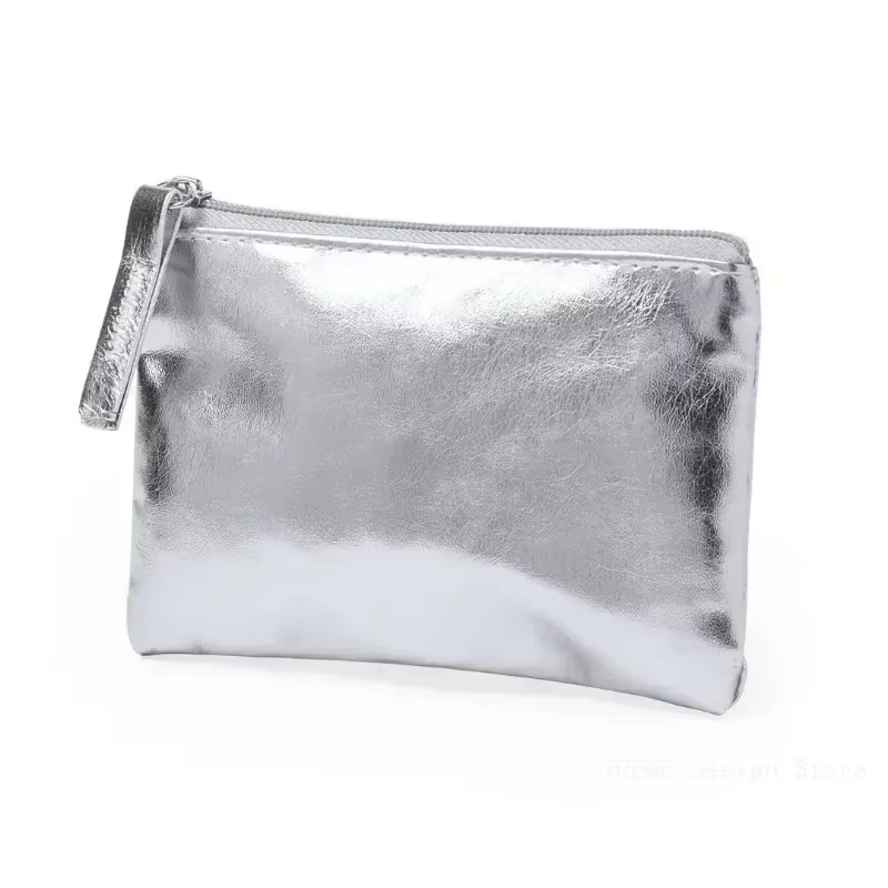 Argent or PU cuir porte-monnaie portefeuille Simple mode étanche sac à monnaie Portable porte-carte clé pièce écouteur pochette