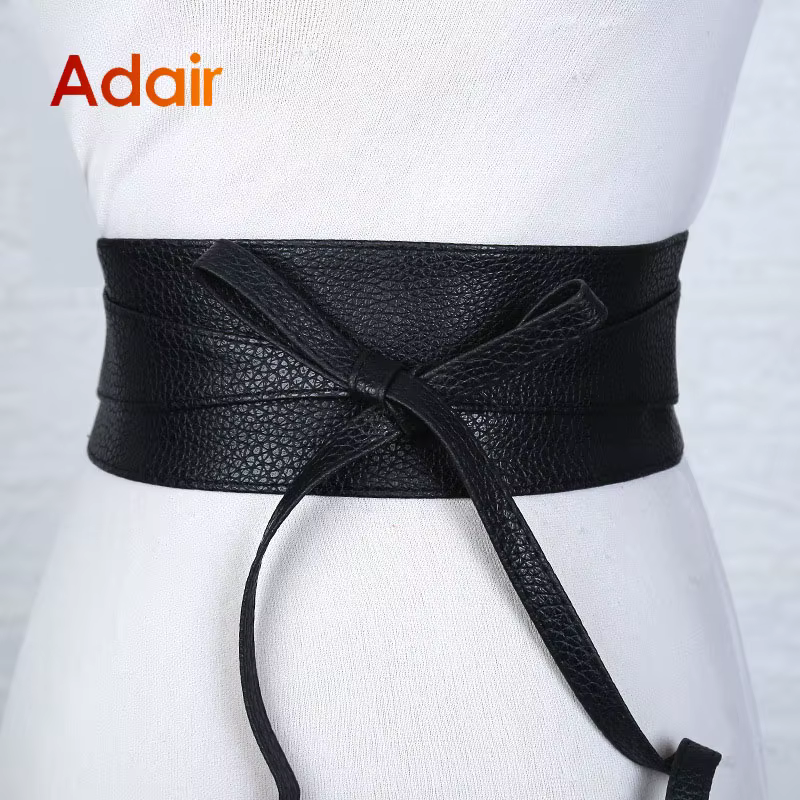 Mode femmes ceinture pour robe en cuir nœud papillon larges ceintures