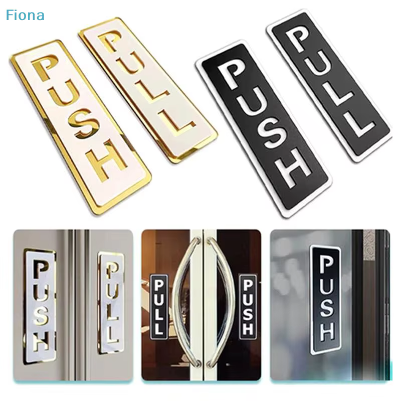 ☭ Ensemble de panneaux de porte PUSH PULL, autocollants de porte en acrylique autocollants pour les bureaux et les entrées de magasins
