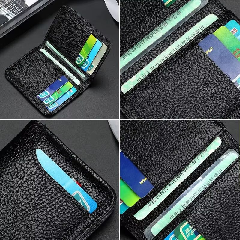 Portefeuille en cuir PU pour hommes, mini porte-cartes de crédit, porte-monnaie, mince, petit, court, portable, super fin, souple