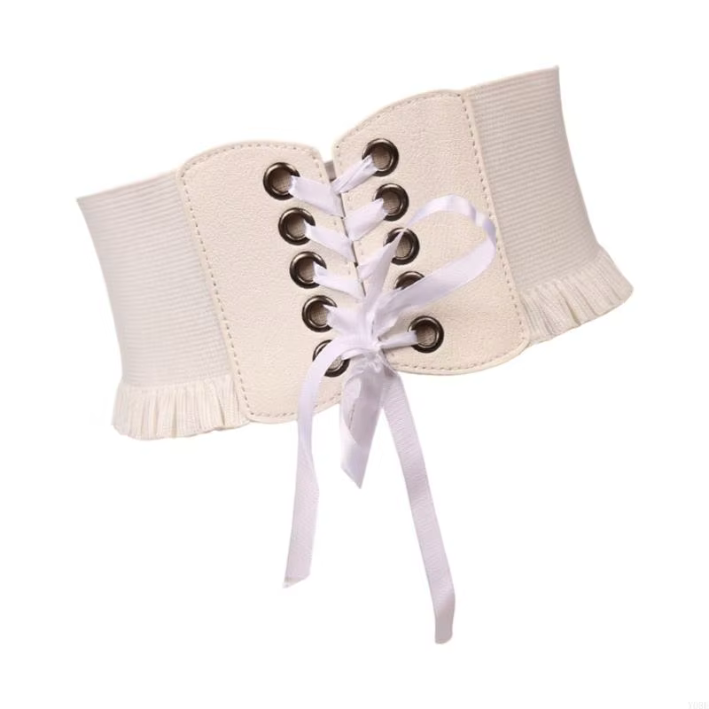 Large ceinture nouée sur le devant avec côtés élastiques pour superposition robe