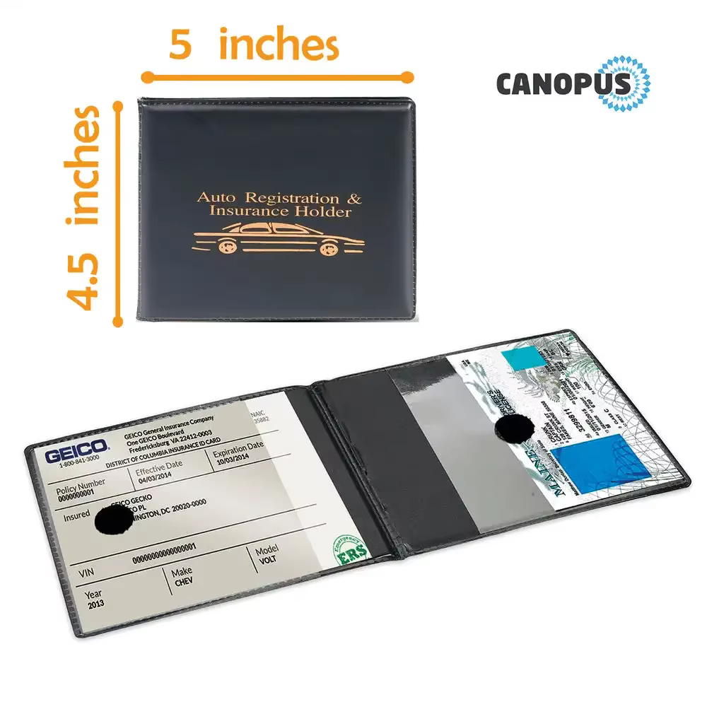 Portefeuille d'enregistrement et de carte d'assurance de voiture, Auto