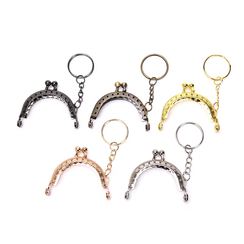 Porte-monnaie 5cm, cadre métallique avec porte-clés