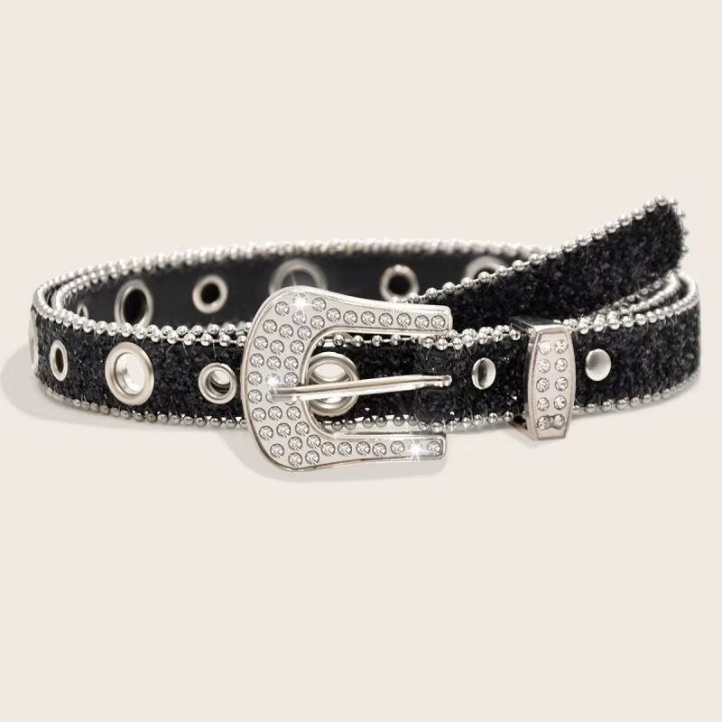 Ceinture Y2K en strass avec boucle à ardillon