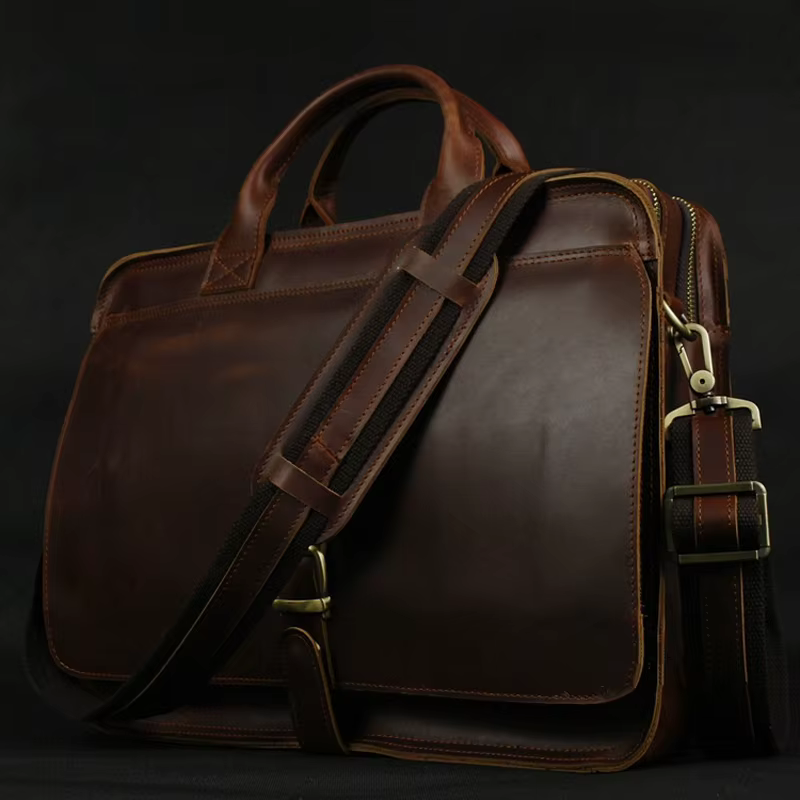 Porte-documents de luxe en cuir véritable pour hommes