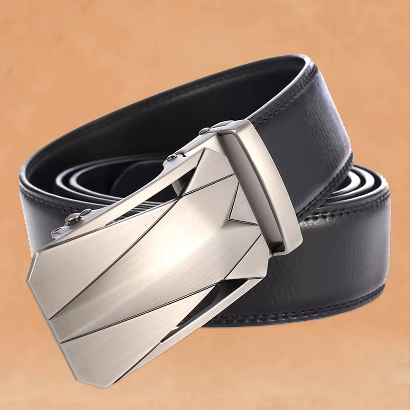 Ceinture longue en métal argenté pour hommes