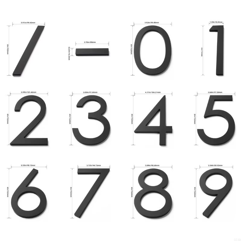 Plaque d'immatriculation d'étiquette porte avec vis, numéros modernes, signe d'adresse durable 37JD