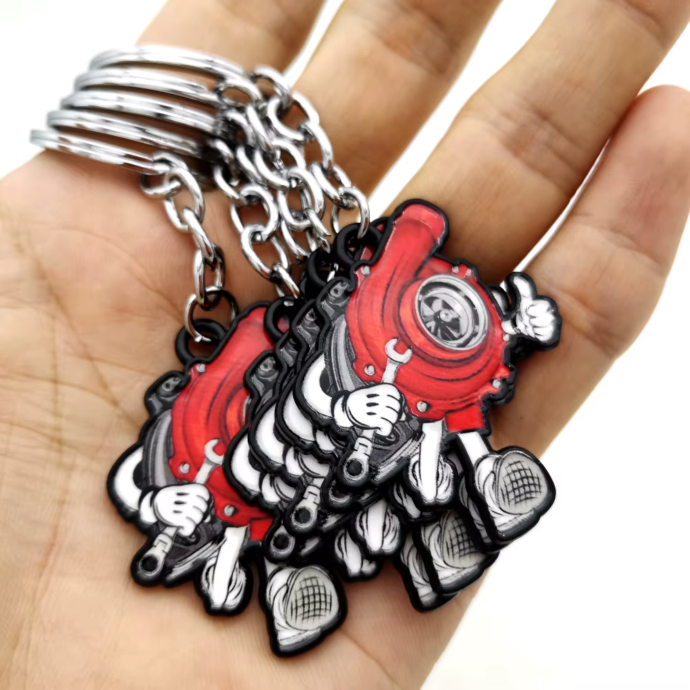 Porte-clés 3D en métal pour modification de voiture, pendentif JDM, pièces automobiles, porte-clés créatif en forme de roue, accessoires de voiture tendance, cadeaux pour mari