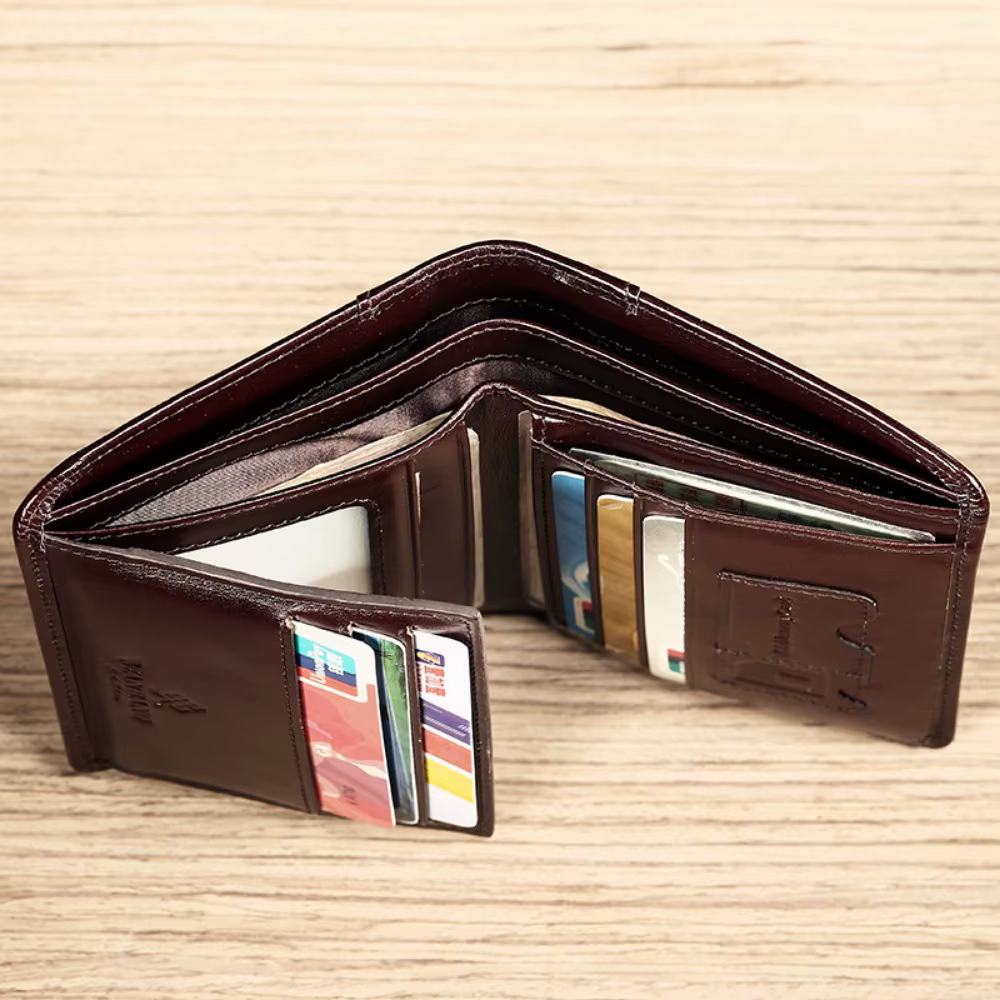 Portefeuille en cuir véritable pour homme
