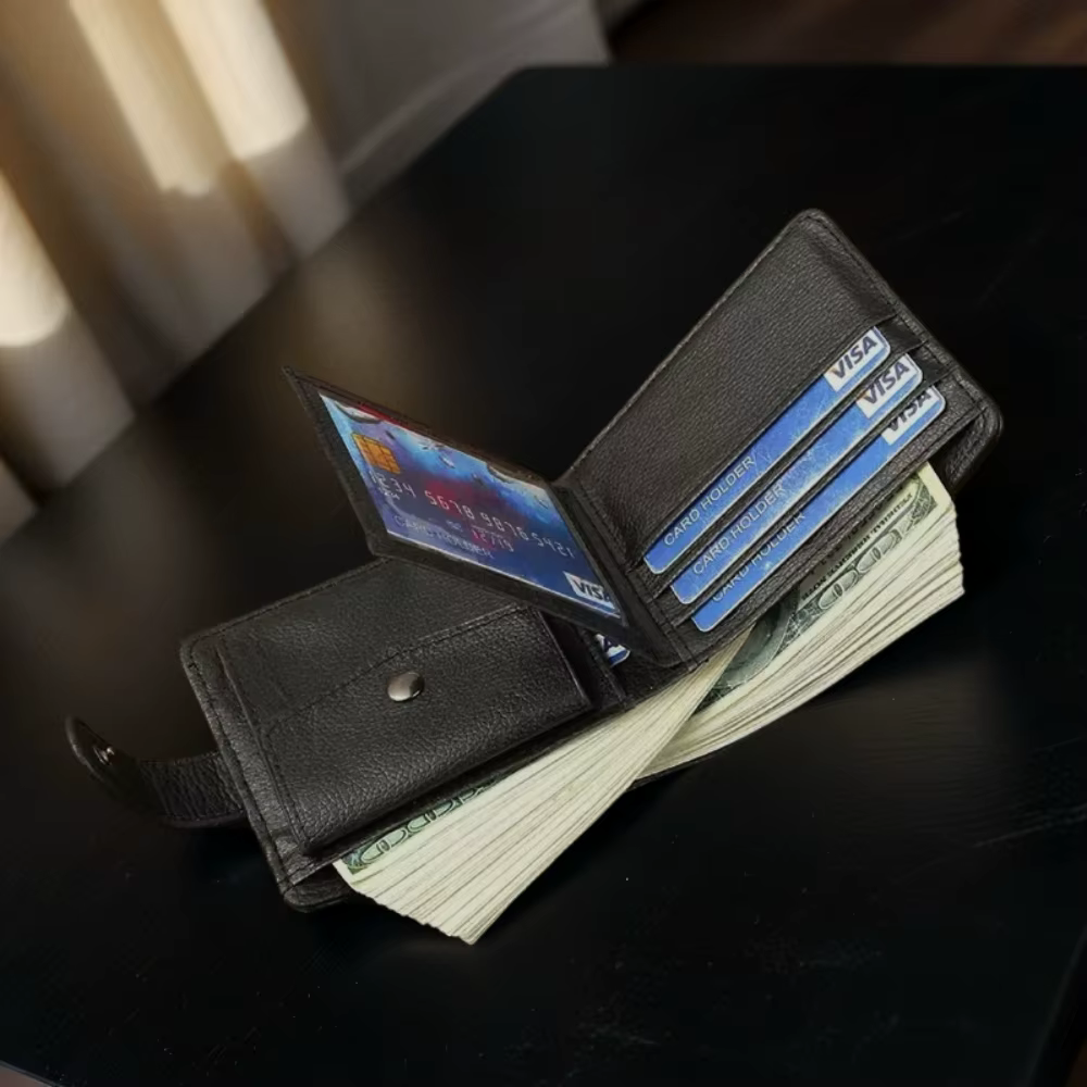 Portefeuille en cuir pour homme avec emplacements pour cartes de crédit/débit