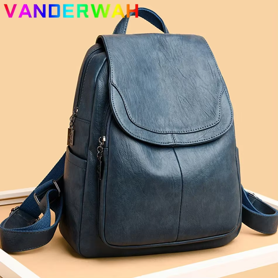 Sac à dos en cuir véritable pour femme