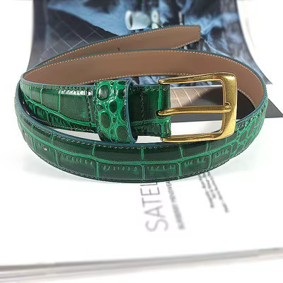 Ceinture fine en cuir véritable pour femme, motif crocodile, simple et polyvalent, décoration avec robe, mode décontractée, bretelles de surintendant, nouveau